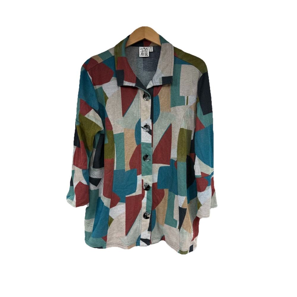 Parsley And Sage‎ Colorful Artsy Eclectic Lagenlook Boho Button Up Top Womens M